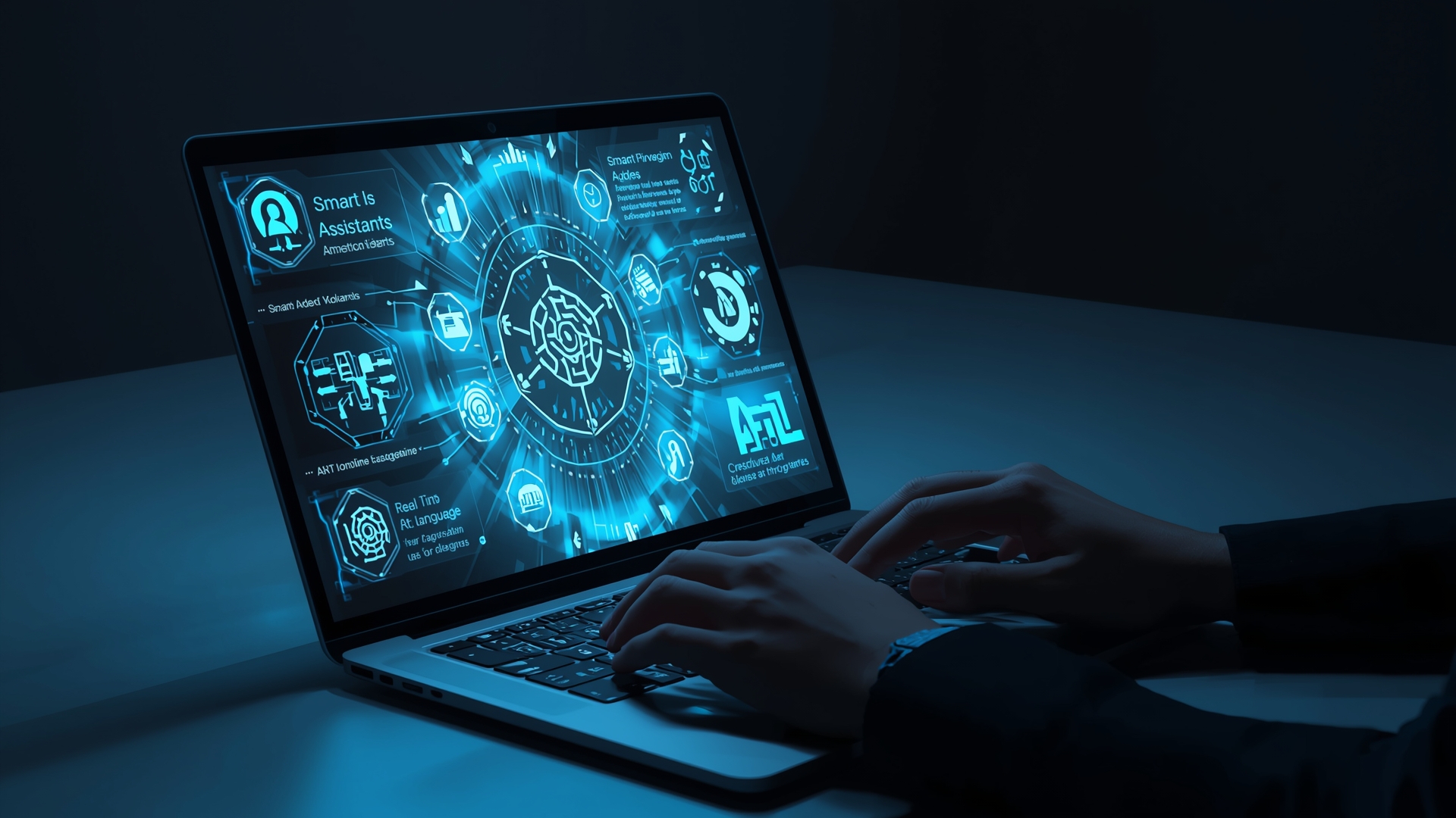 A user interacting with advanced creative features on a Next-Gen AI PCs laptop.