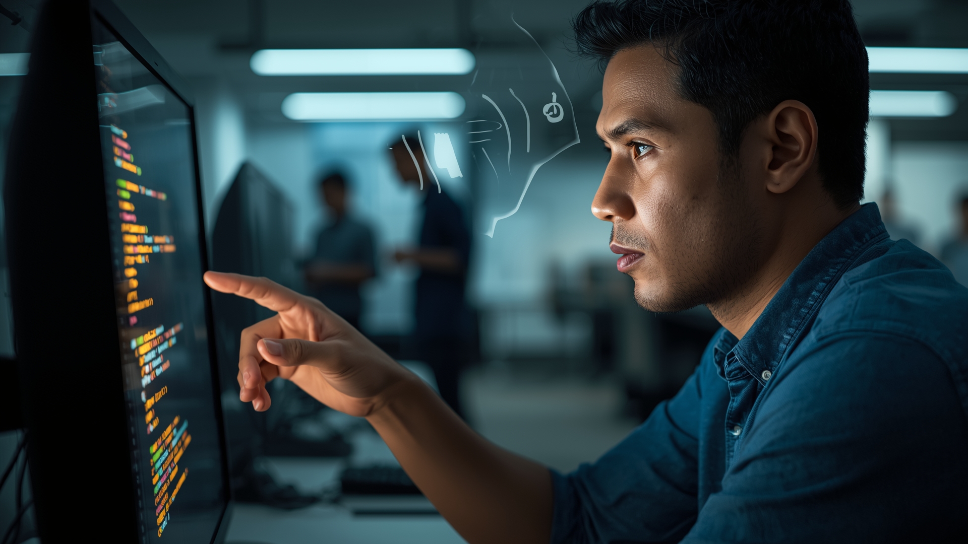 A developer using AI Code Assistants to enhance their programming workflow.
