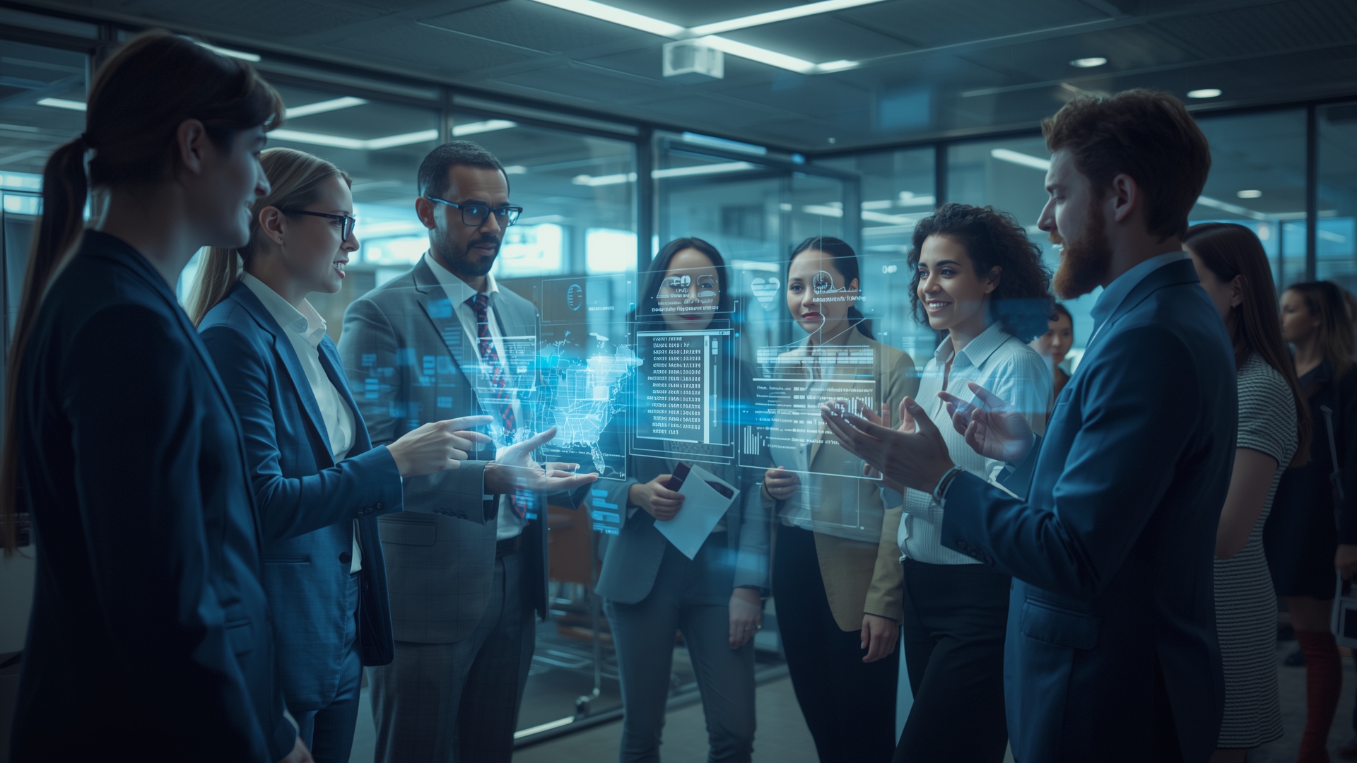 Diverse professionals leveraging Generative AI Enterprise tools for innovation.